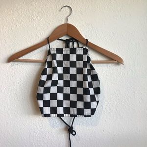 Checkered Print Halter Crop Top 🏁